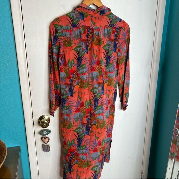 Ceil Hughes vintage silk beautiful print farm Rio vibes - Picture 2 of 11